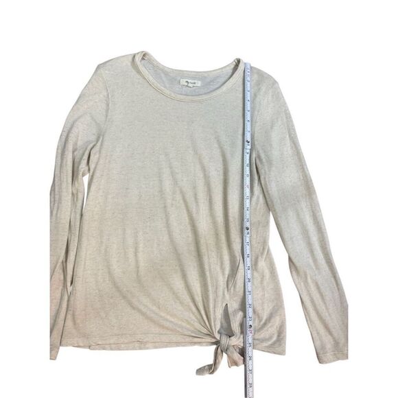 Madewell Soundcheck Side-Tie Tee in Natural (oatmeal shade) in size L Linen blen - Picture 6 of 9